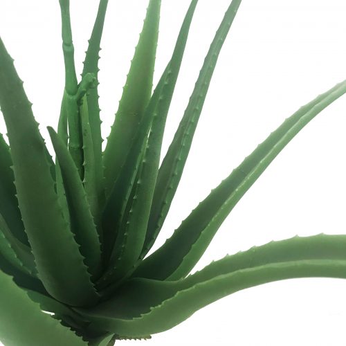 Green artificial aloe vera plant in pot for indoor desktop home decoration