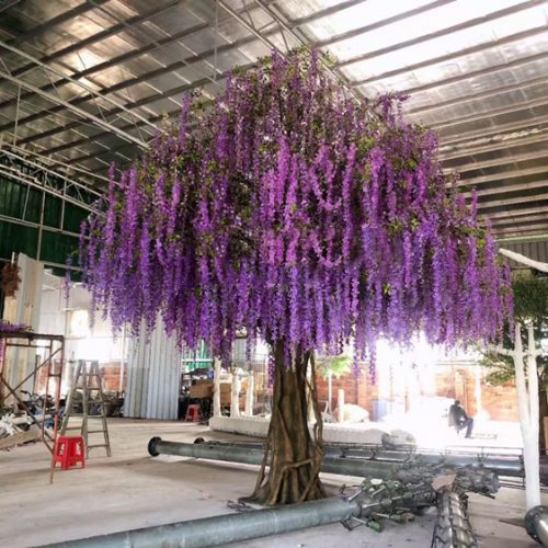 Artificial Silk Wisteria Canopy Tree Fiberglass Trunk Artificial Wisteria Tree for outdoor garden decor