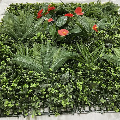 100*100cm Auspicious Anthurium grass artificial plants wall for indoor outdoor Background Landscape decor Fake Hedge Plant