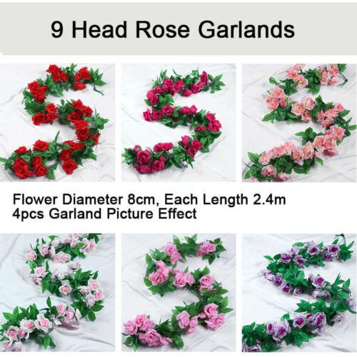 9 Head Silk Rose Artificial Flower Garland