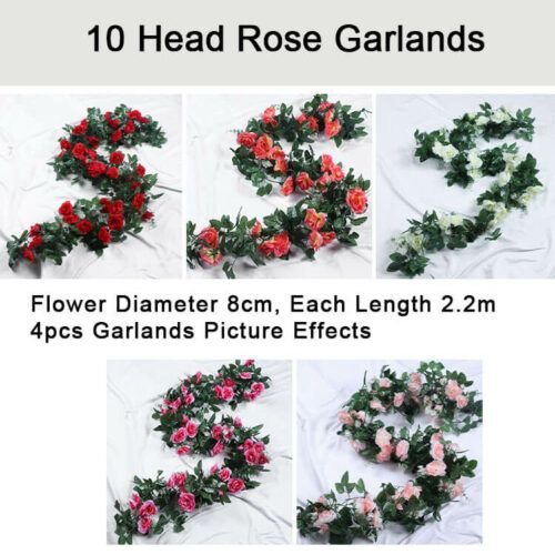 10 Head Artificial Silk Rose Fake Flower Garland