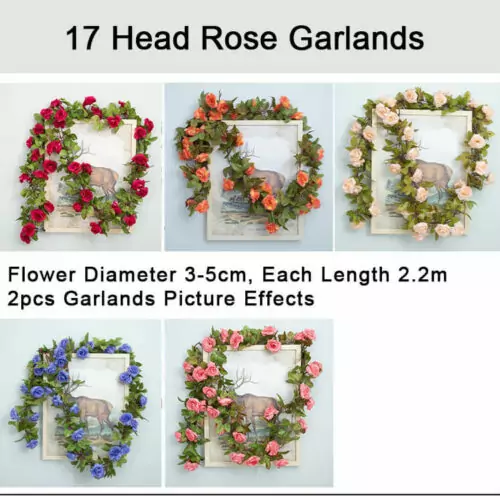 17 Head Artificial Rose Silk Flower Garland
