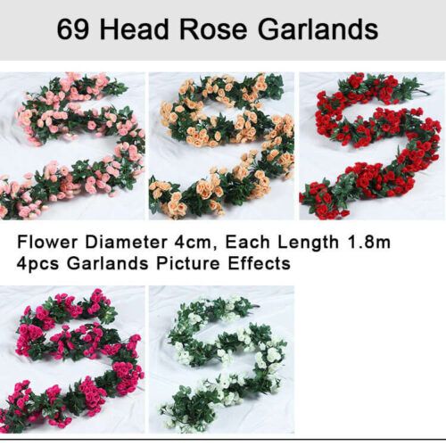 69 Head Artificial Red Rose Garland