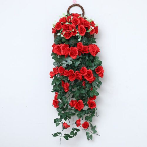 Artificial Rose Hanging Plant Vine Pink Flower Garland