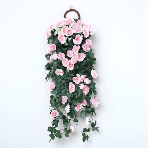 Artificial Rose Hanging Plant Vine Pink Flower Garland
