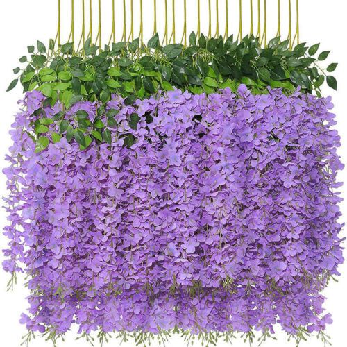 Artificial Flowers Wisteria Hanging Flowers Vine