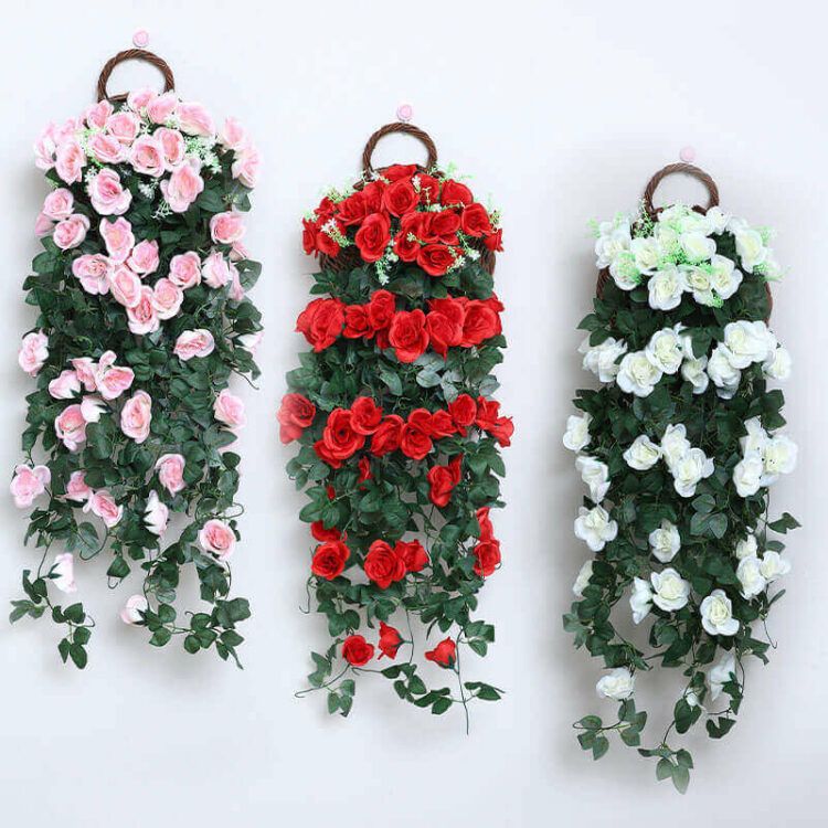 Artificial Rose Hanging Plant Vine Pink Flower Garland - 图片 3