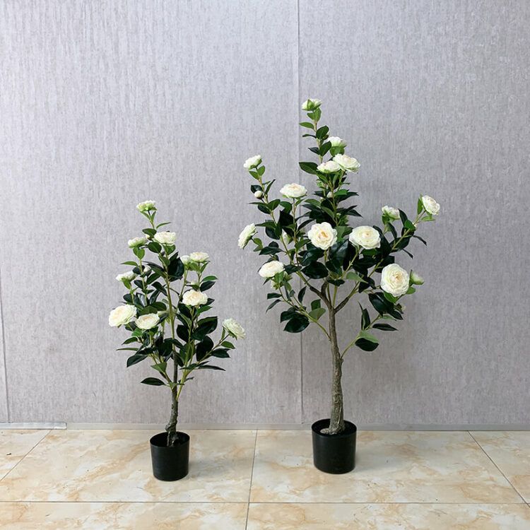White Artificial Flowers Faux Rose Tree 90cm 120cm 150cm 180cm - 图片 4