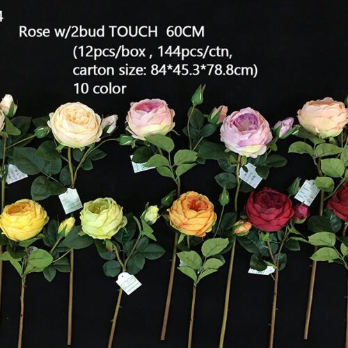 HR7034 Artificial Rose Flowers 2 Bud Silk Roses High Quality Real Touch