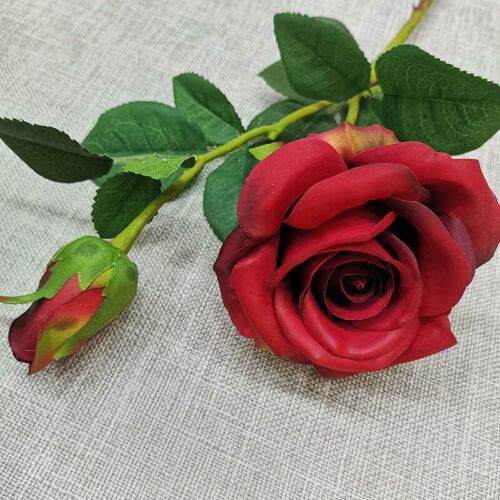HR7309 Real Touch Artificial Roses 66cm 2 Bud Silk Flowers Rose
