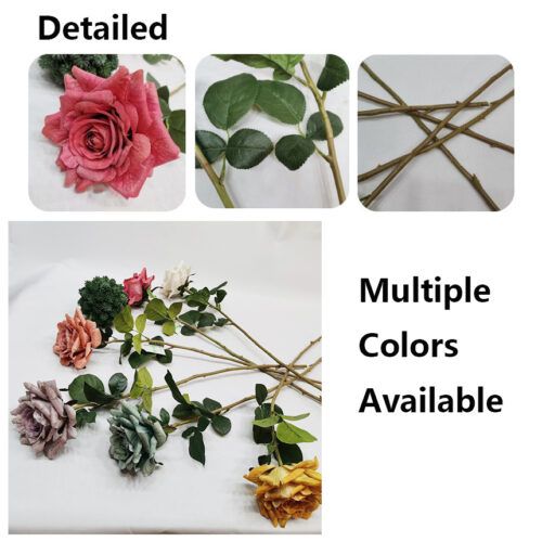 HR7332 Artificial Rose Flower Single Silk Large Faux Roses