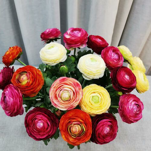 HR7368 Fake Peonies Silk Flowers 2 Head Multi Layered Artificial Peony