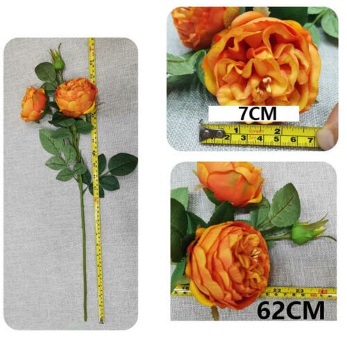 HR8003 Real Touch Rose 3 Head Silk Flowers Artificial Tea Roses