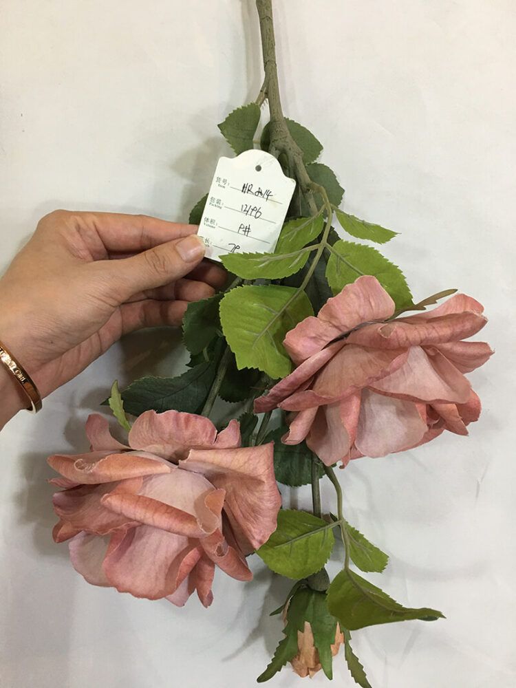 HR8014 Artificial Flower Rose 79cm 3 Head Silk Autumn Scenery Roses - 图片 2
