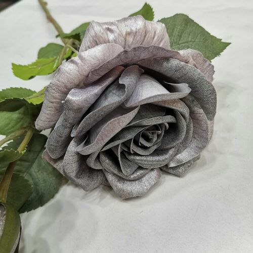 HR8023 Artificial Silk Rose 2 Head Pearl Finished Fabrics Real Touch Roses