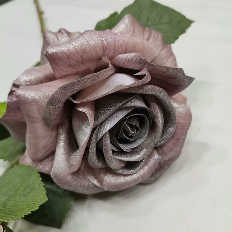 HR8023 Artificial Silk Rose 2 Head Pearl Finished Fabrics Real Touch Roses - 图片 4