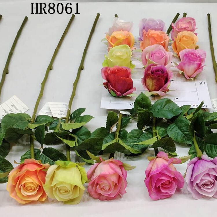 HR8061 Artificial Rose Silk Flowers Real Touch 65cm Single Fake Roses - 图片 4